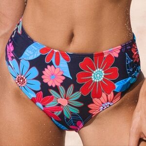 Cupshe Retro Floral Mid Rise Bikini Bottoms